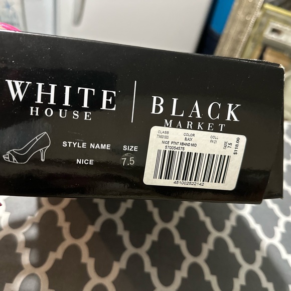 NWT WHITEHOUSEBLACKMARKET Black Patent Leather Heels 7.5m - Picture 8 of 12